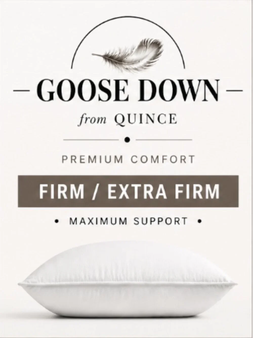 NWOT Quince King Luxe Goose Down Pillow Firm/Extra Firm White Premium Down